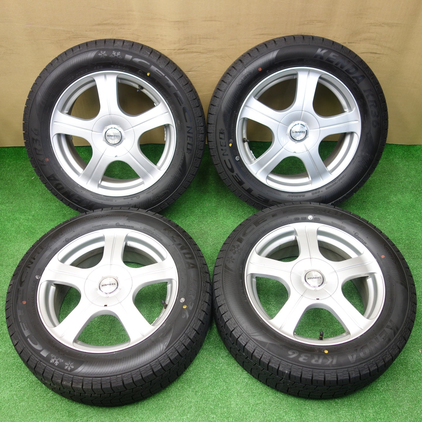 バリ溝！23年！ほぼ10分★スタッドレス 205/60R16 ケンダ KR36 アイステック ネオ WINNERS ウィナーズ 16インチ PCD100 114.3/5H マルチ★5120602KTス