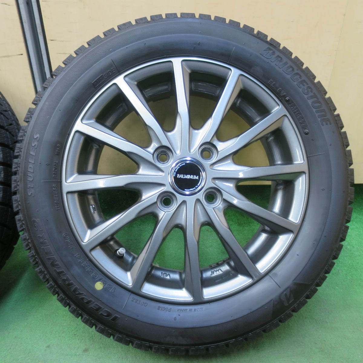 バリ溝！23年！キレイ！9分★スタッドレス 155/65R14 ブリヂストン アイスパートナー2 BALMINUM バルミナ 14インチ PCD100/4H★5112905イス