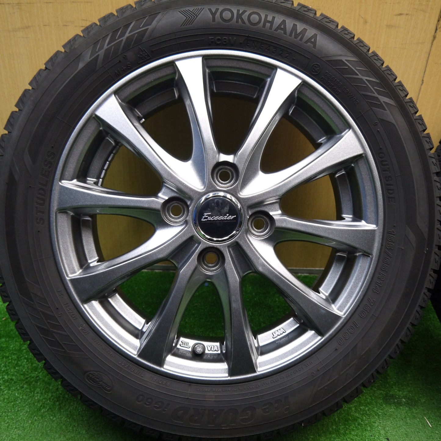バリ溝！22年！キレイ！9.5分★スタッドレス 155/65R14 ヨコハマ アイスガード iG60 Exceeder エクシーダー 14インチ PCD100/4H★5042504Hス