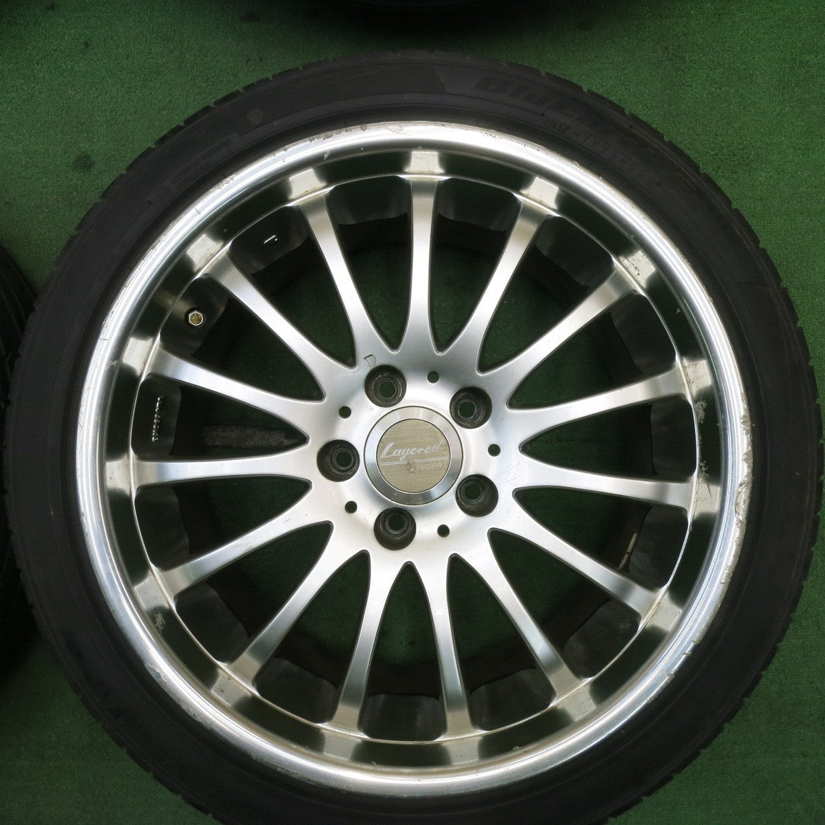 バリ溝！22年！9分★ Layered ZELGER 225/45R18 ヨコハマ BluEarth-ES ES32 レイヤードゼルガー 18インチ PCD114.3/5H★5051303TNノ