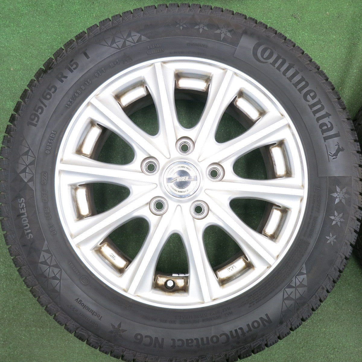 *送料無料* バリ溝！22年！9分★スタッドレス 195/65R15 コンチネンタル ノースコンタクト NC6 AXEL アクセル 15インチ PCD114.3/5H★4070906HAス