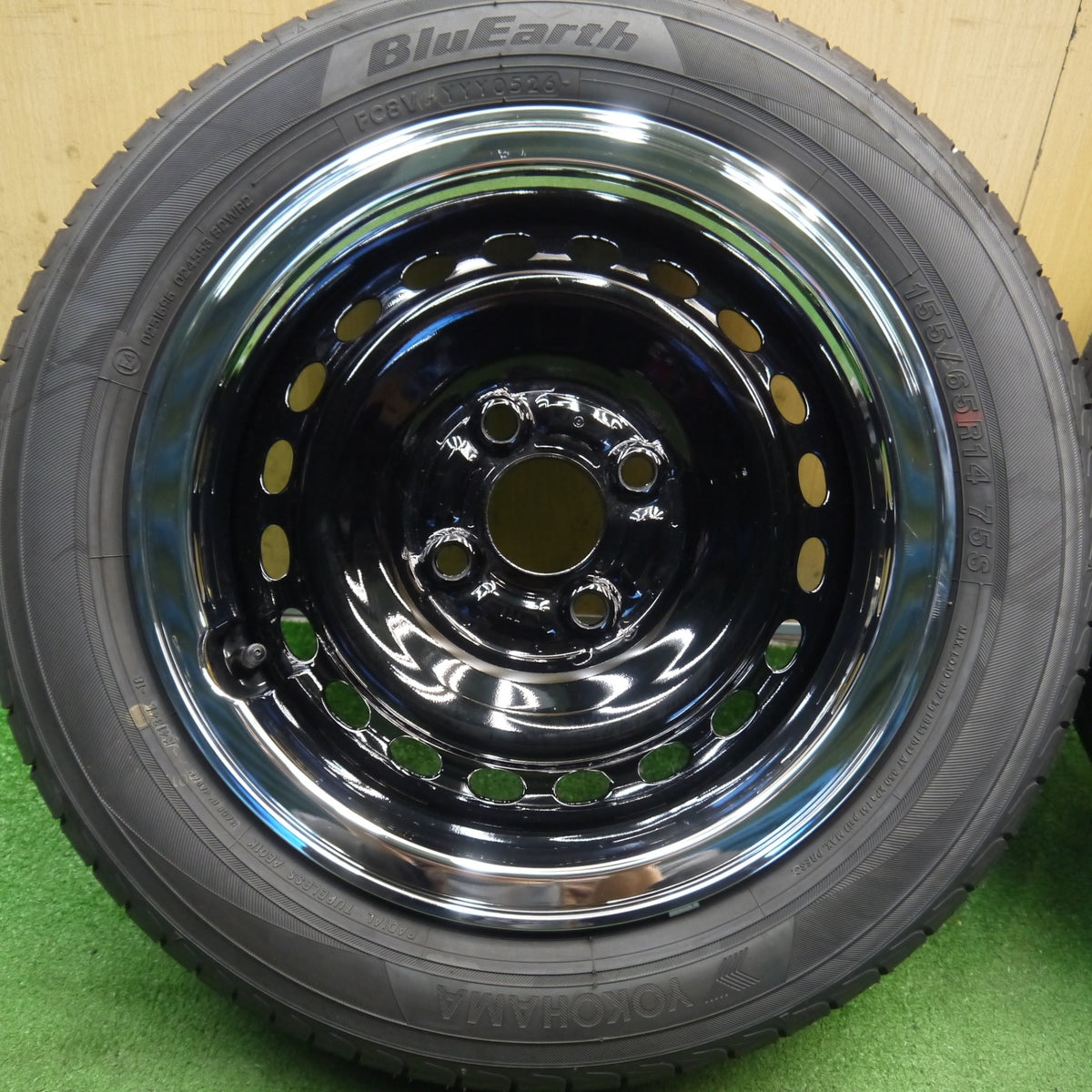 新車外し！26年！キャップ付き◎ホンダ N-BOX JOY 純正 スチール 155/65R14 ヨコハマ ブルーアース AE01K 14インチ Nボックス ジョイ PCD100/4H◎6091102Hノ
