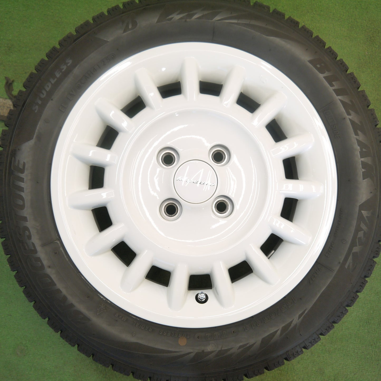 バリ溝！25年！キレイ！9.5分以上◎ホンダ N-BOX 純正 Modulo 155/65R14 スタッドレス ブリヂストン ブリザック VRX2 モデューロ 14インチ PCD100/4H◎6062303Hス