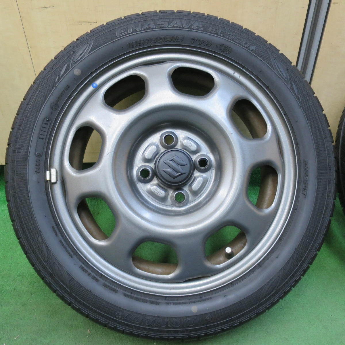 [送料無料] キレイ★スズキ ハスラー 純正 スチール 165/60R15 ダンロップ エナセーブ EC300+ 15インチ PCD100/4H★5032901イノ