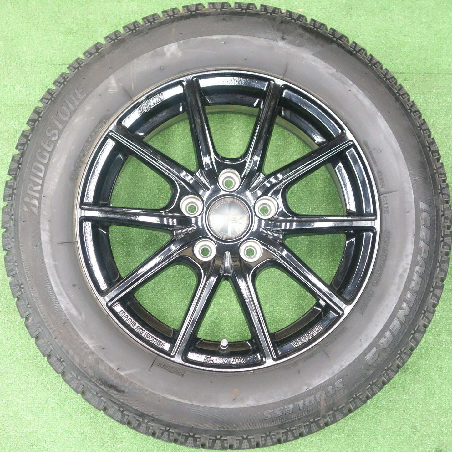 バリ溝！23年！9.5分★スタッドレス 215/60R16 ブリヂストン アイスパートナー2 SEIN-EK AME ENKEI ザイン エンケイ 16インチ PCD114.3/5H★6021401KTス
