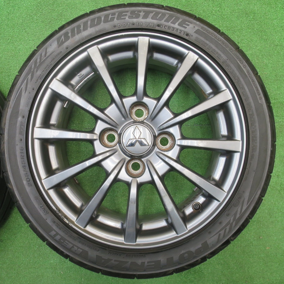 バリ溝！21年！8.5分★三菱 コルト ラリーアート バージョンR 純正 205/45R16 ブリヂストン ポテンザ RE-11 16インチ PCD114.3/4H★5112704NJノ