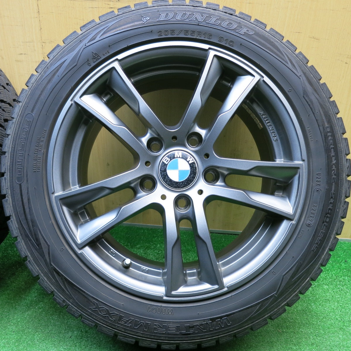 バリ溝！キレイ！9分★BMW 等 KELLENERS Jr E5 205/55R16 スタッドレス ダンロップ ウインターマックス WM01 ケレナーズ 16インチ PCD120/5H★5122013HAス