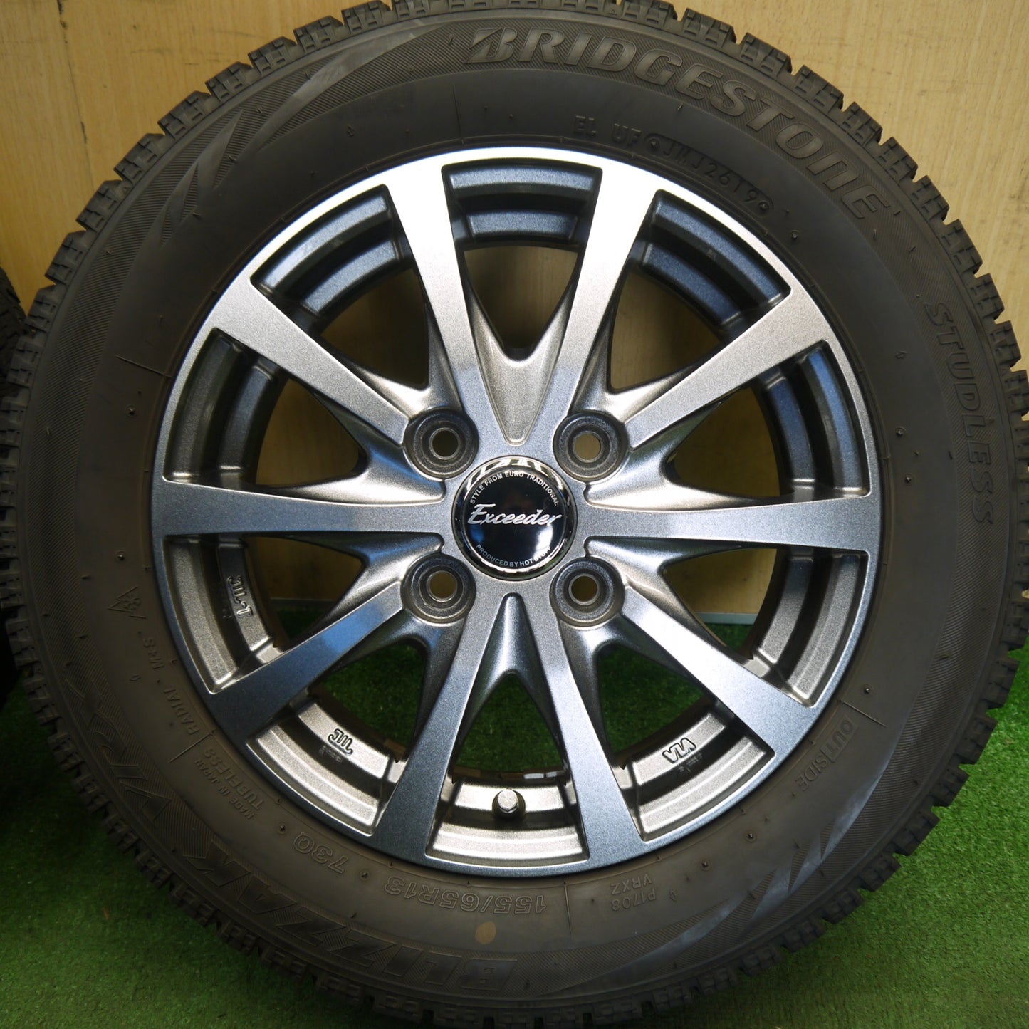 キレイ◎スタッドレス 155/65R13 ブリヂストン ブリザック VRX Exceeder エクシーダー 13インチ PCD100/4H◎6061605Hス