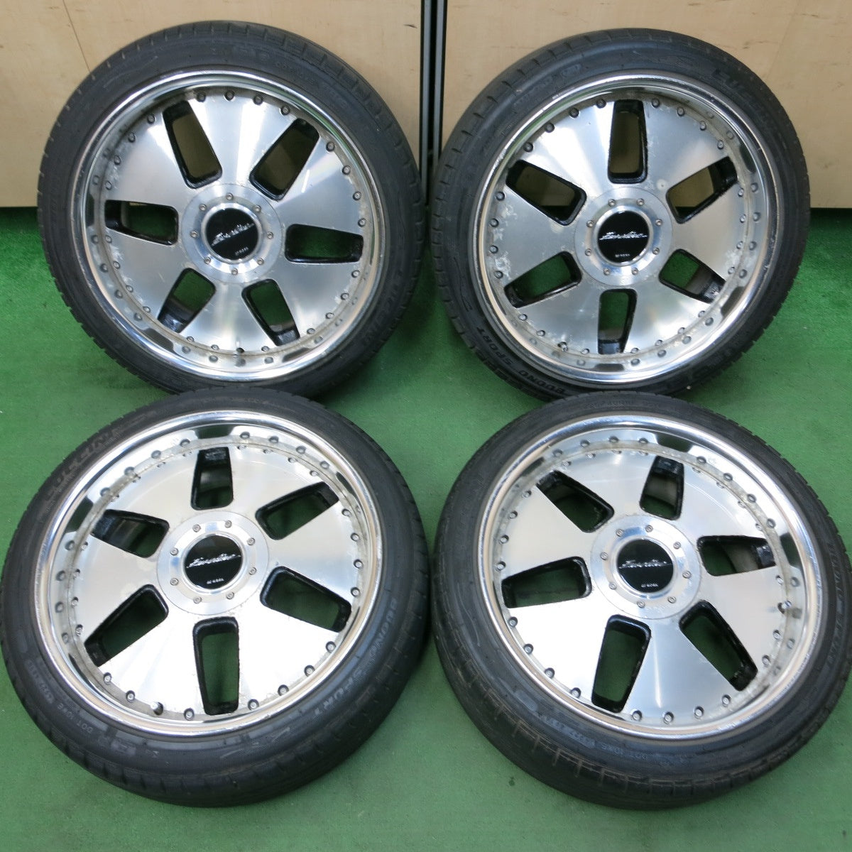 [送料無料] バリ溝！8.5分★WORK Euroline 225/40R18 ルッチーニ BUONO SPORT ワーク ユーロライン 18インチ PCD114.3/4H 5H マルチ★4100201SYノ