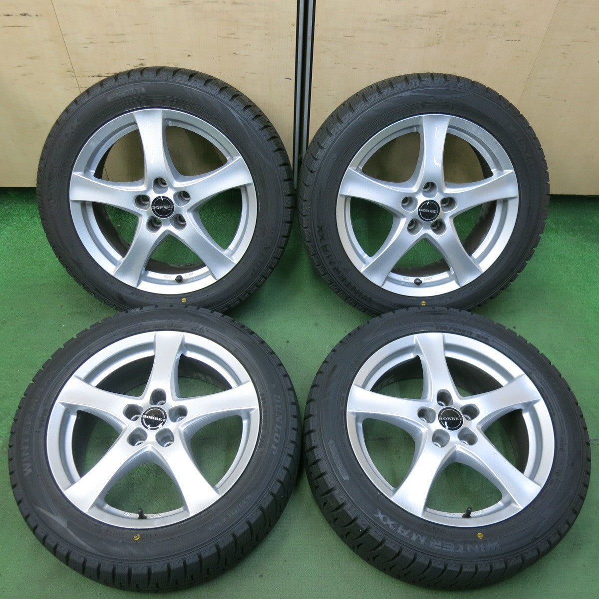 バリ溝！キレイ！9.5分★ベンツ 等 BORBET 225/50R17 スタッドレス ダンロップ ウインターマックス WM02 ボルベット 17インチ PCD112/5H★5062603SYス