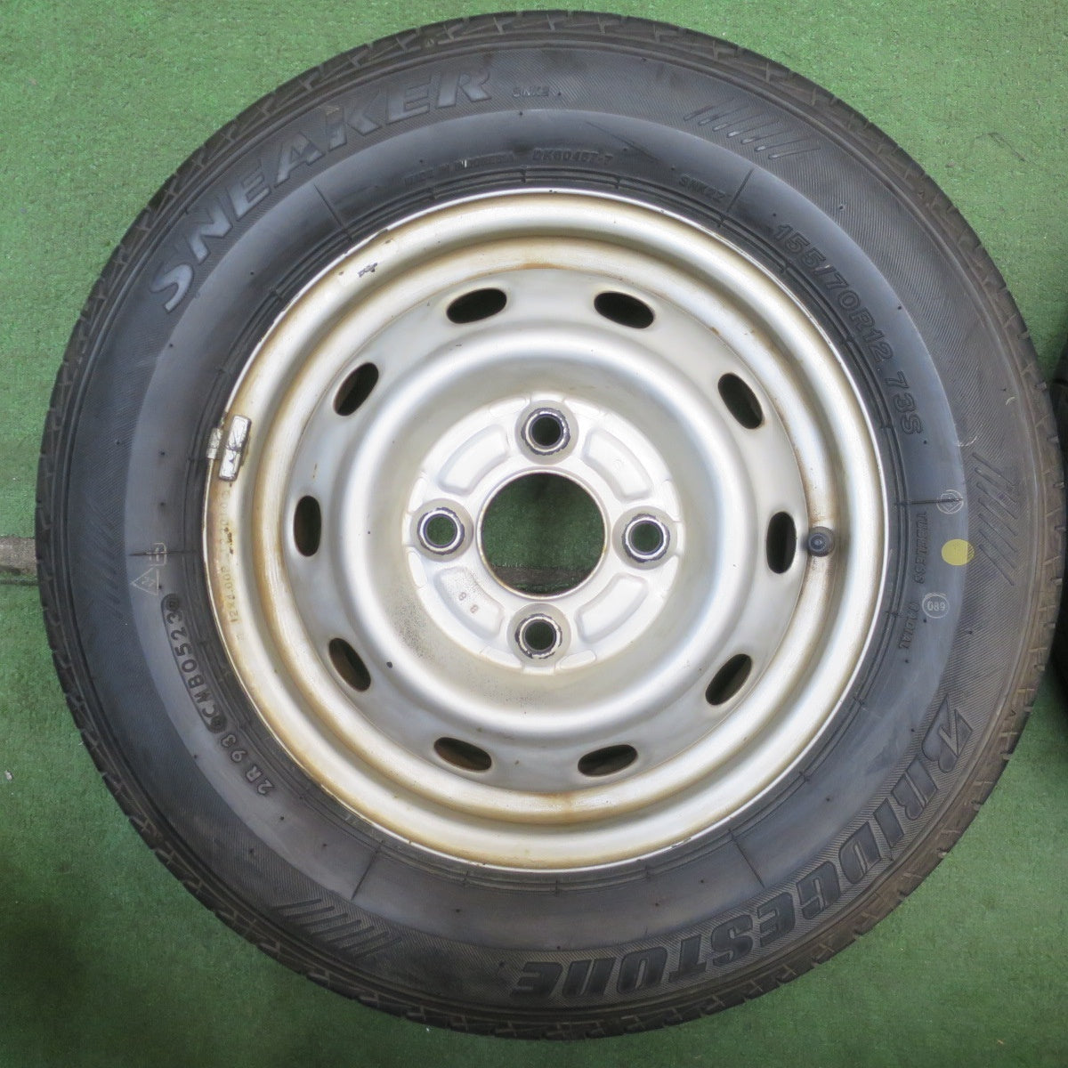 バリ溝！23年！ほぼ10分★155/70R12 ブリヂストン スニーカー SNK2 スチール ホイール 12インチ PCD100/4H★6051908NJノ