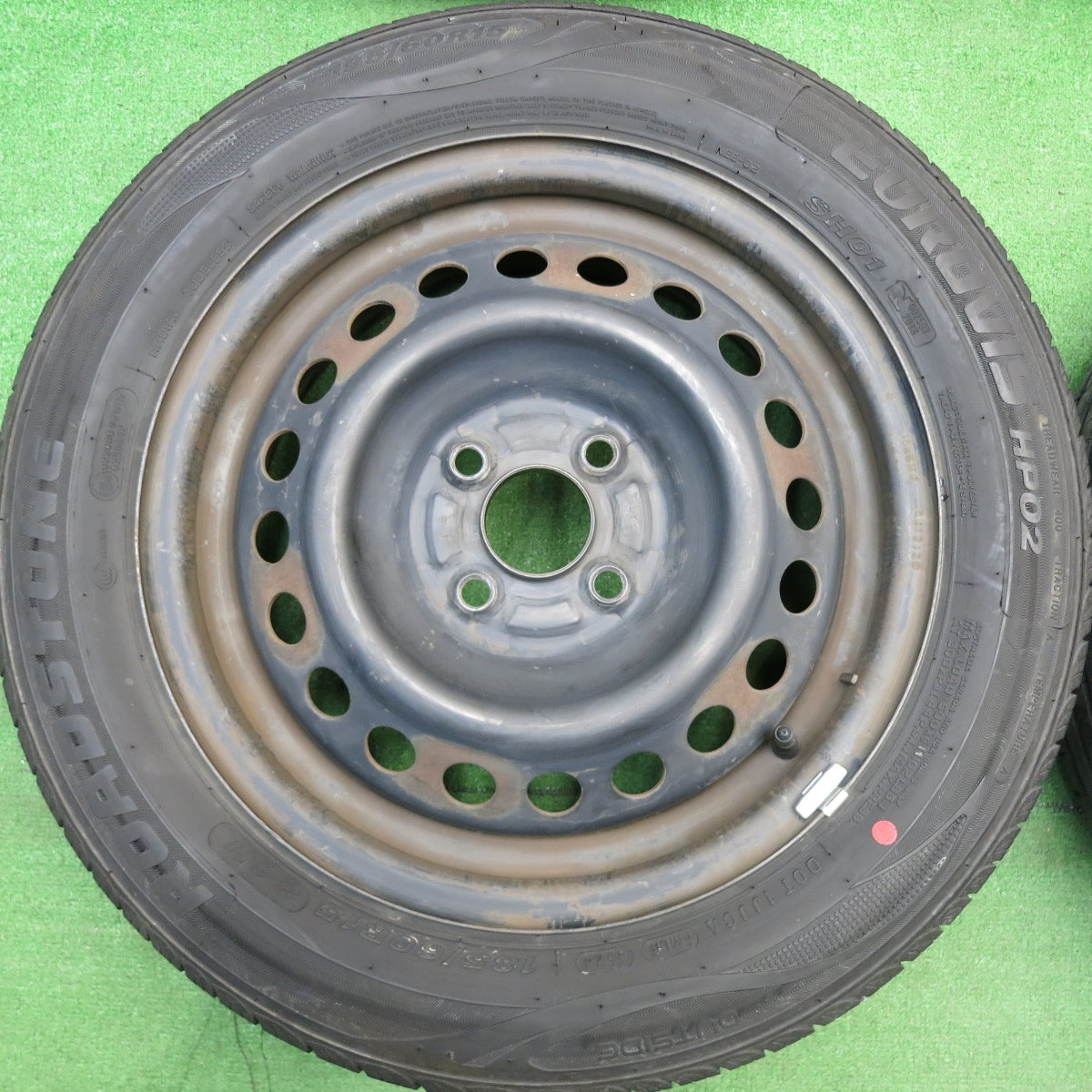 バリ溝！24年！9.5分★185/60R15 ロードストーン EUROVIS HP02 SH01 スチール ホイール 15インチ PCD100/4H★6022621HAノ