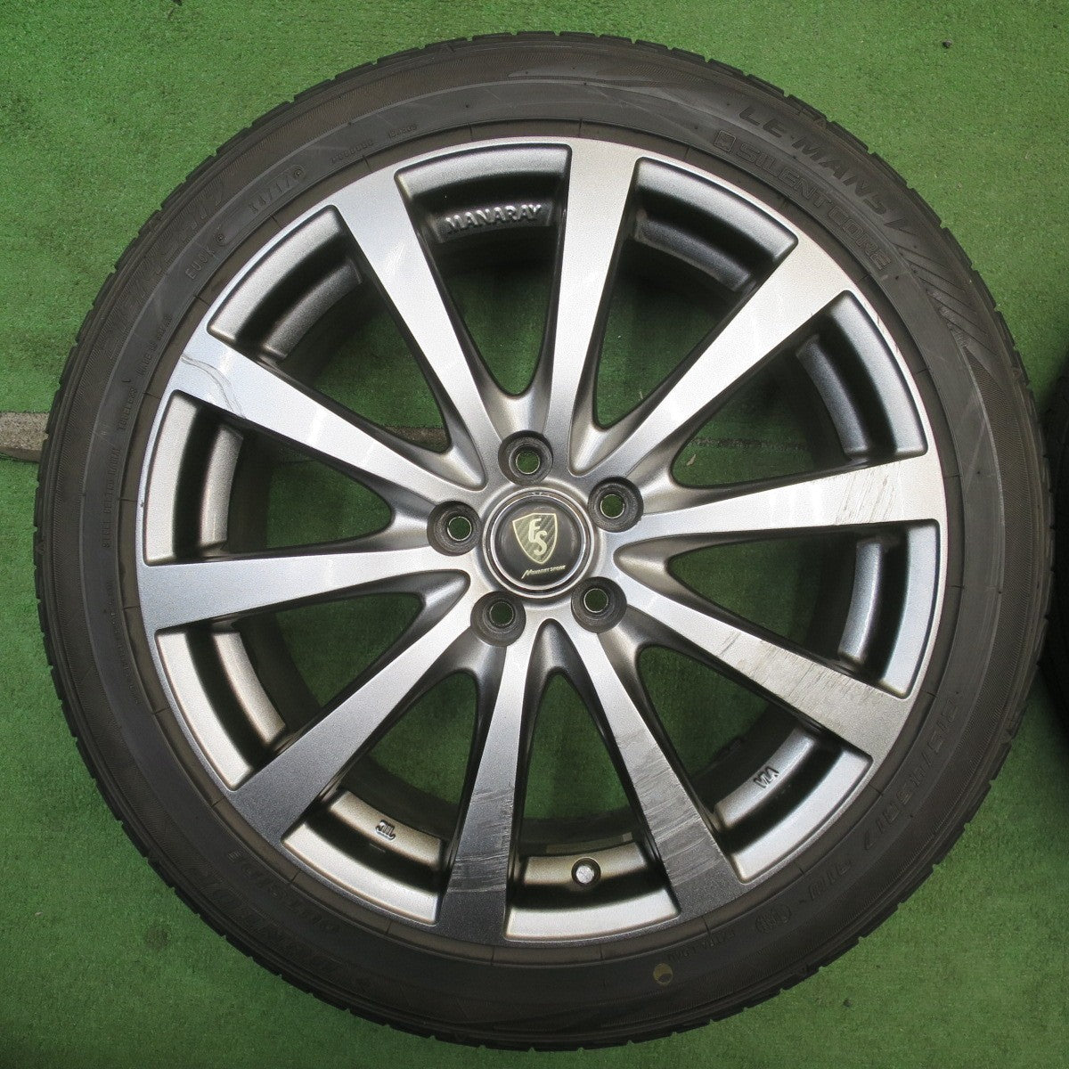 バリ溝！9分◎プリウス 等 215/45R17 ダンロップ LE MANS V MANARAY SPORT ルマン5 マナレイ スポーツ 17インチ PCD100/5H◎6060904NJノ