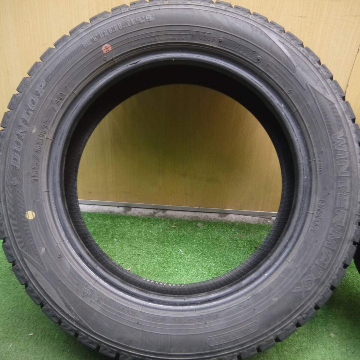 バリ溝！9分★スタッドレス 155/65R13 ダンロップ ウインターマックス WM02 13インチ ムーヴ ワゴンR ラパン 等★4071009Hスタ