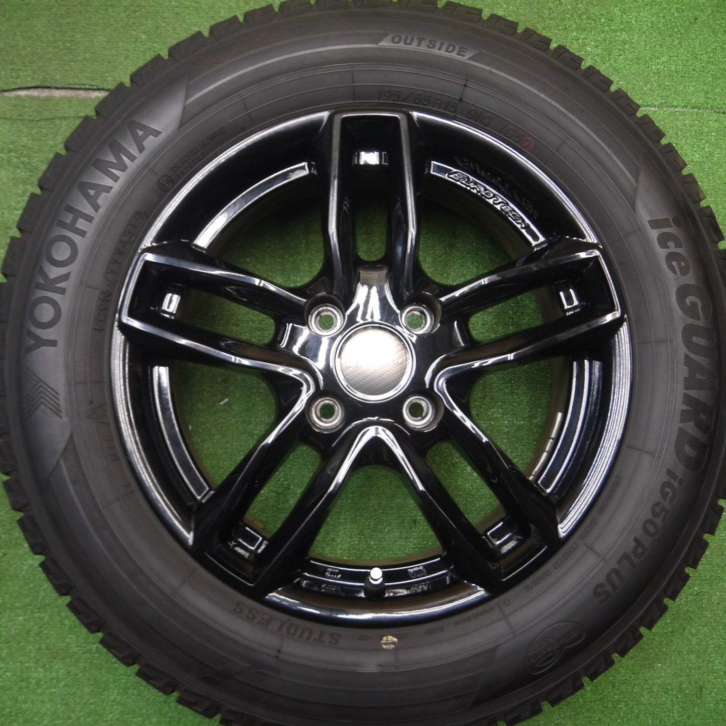 [送料無料] バリ溝！キレイ！9分★プジョー 等 EUROTECH GAYA5 195/65R15 スタッドレス ヨコハマ アイスガード iG50 プラス ユーロテック ガヤ5 PCD108/4H★4122310Hス