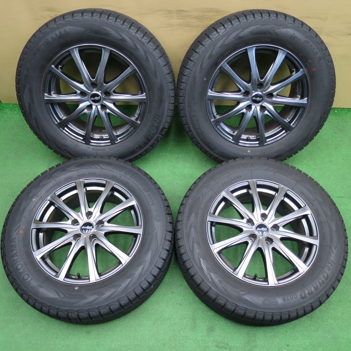 バリ溝！22年！キレイ！9.5分★スタッドレス 235/65R17 ヨコハマ アイスガード G075 EuroSpeed MANARAY SPORT ユーロスピード 17インチ PCD114.3/5H★6041208NKス