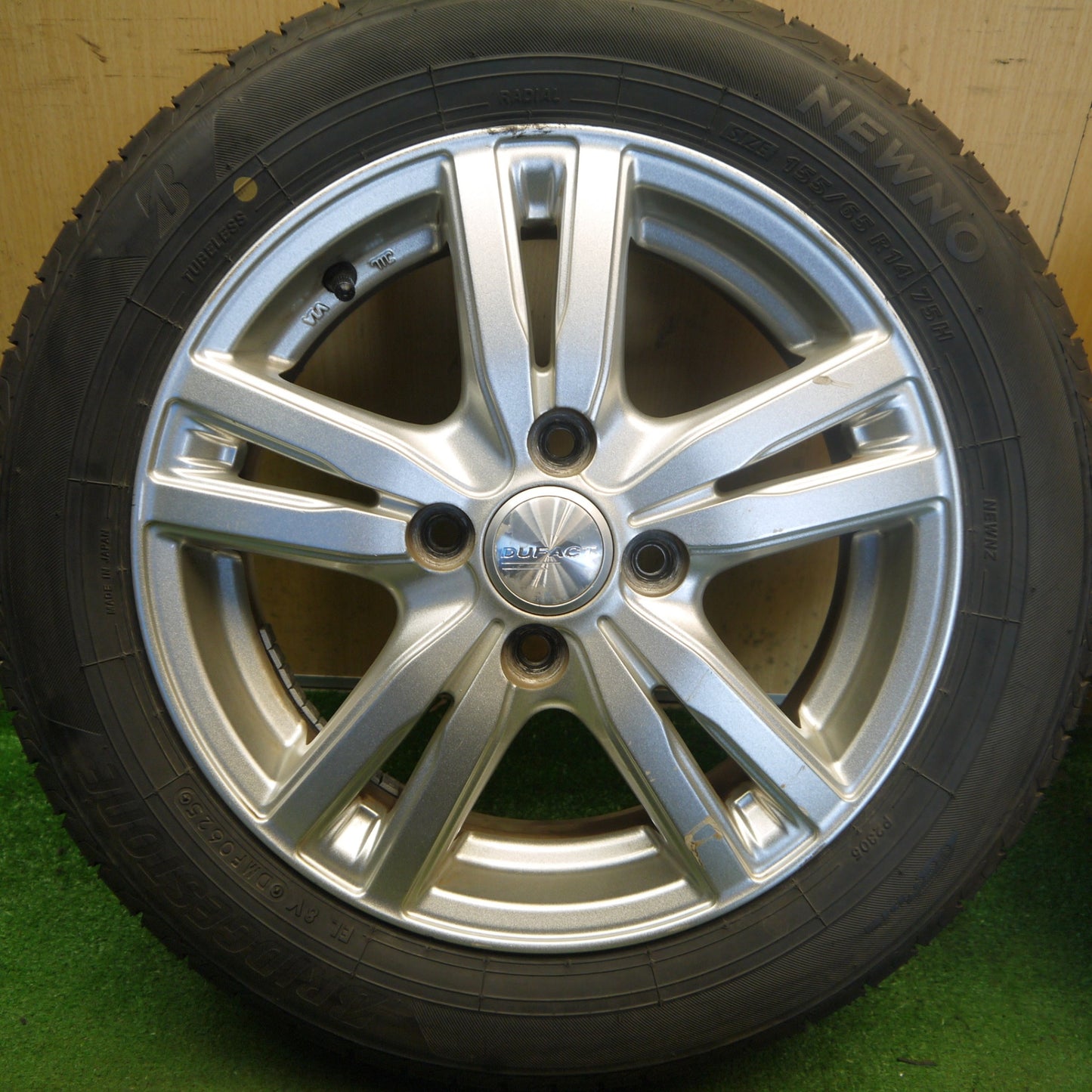 バリ溝！25年！ほぼ10分◎155/65R14 グッドイヤー EfficientGrip ECO EG02 ブリヂストン NEWNO DUFACT デュファクト 14インチ PCD100/4H◎6081005Hノ