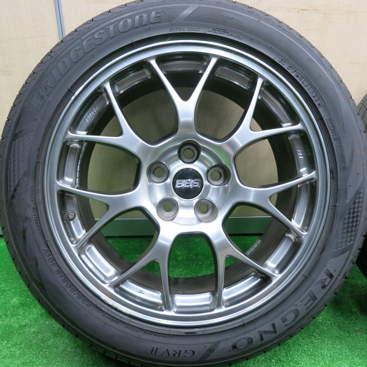 [送料無料] バリ溝！23年！9.5分★三菱 ランエボX 純正 BBS RG406 鍛造 235/50R18 ブリヂストン レグノ GRV2 18インチ PCD114.3/5H★4091404HAノ