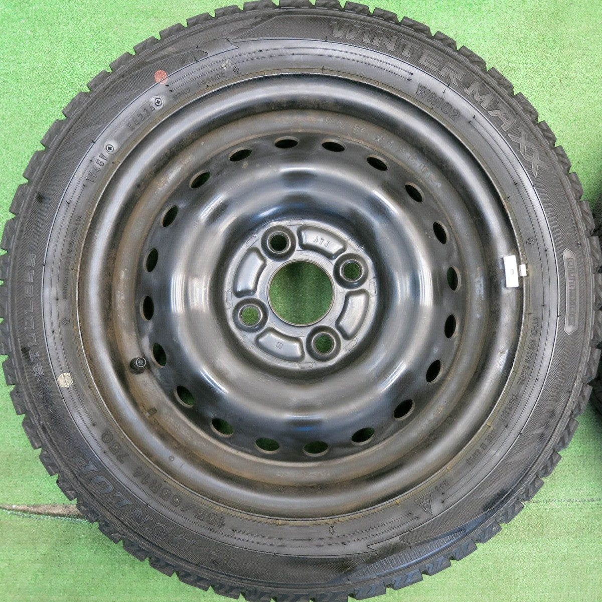 バリ溝！24年！9.5分★スタッドレス 155/65R14 ダンロップ ウインターマックス WM02 TOPY スチール ホイール 14インチ PCD100/4H★6041906HAス