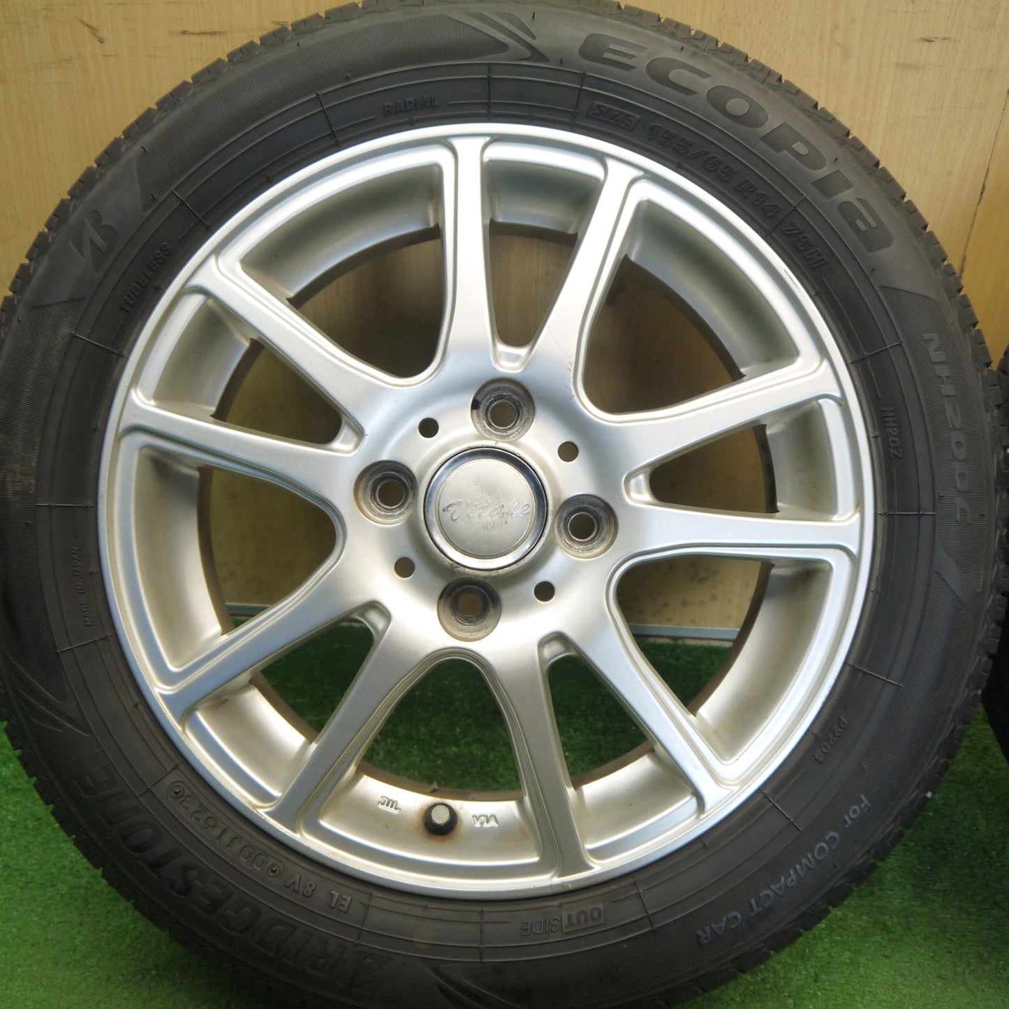 4本価格！23年◎155/65R14 ブリヂストン エコピア NH200C Vitale 社外 アルミ 14インチ PCD100/4H◎6071508Hノ