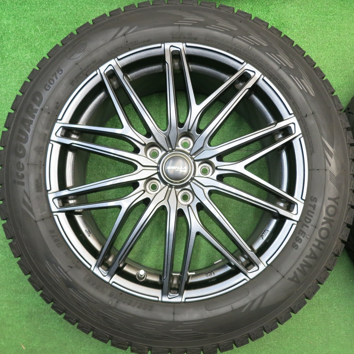 バリ溝！24年！キレイ！ほぼ10分★スタッドレス 225/60R18 ヨコハマ アイスガード G075 SIBILLA NEXT W45 シビラ ネクスト 18インチ PCD114.3/5H★5112013HAス