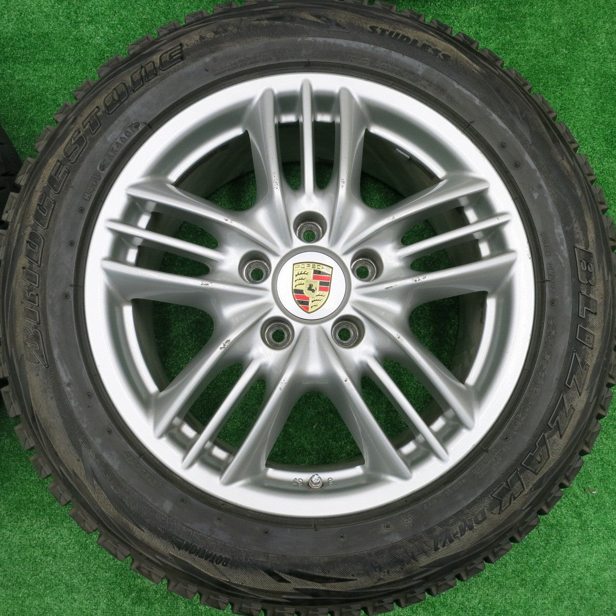 *送料無料* バリ溝！9.5分★ポルシェ 957 カイエン S 純正 BBS RD322 255/55R18 スタッドレス ブリヂストン ブリザック DM-V1 PCD130/5H★4072501HAス