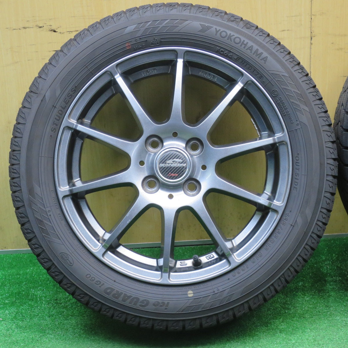 バリ溝！24年！9.5分★スタッドレス 165/65R15 ヨコハマ アイスガード iG60 SCHNEIDER シュナイダー 15インチ タフト ソリオ 等 PCD100/4H★5121814NJス