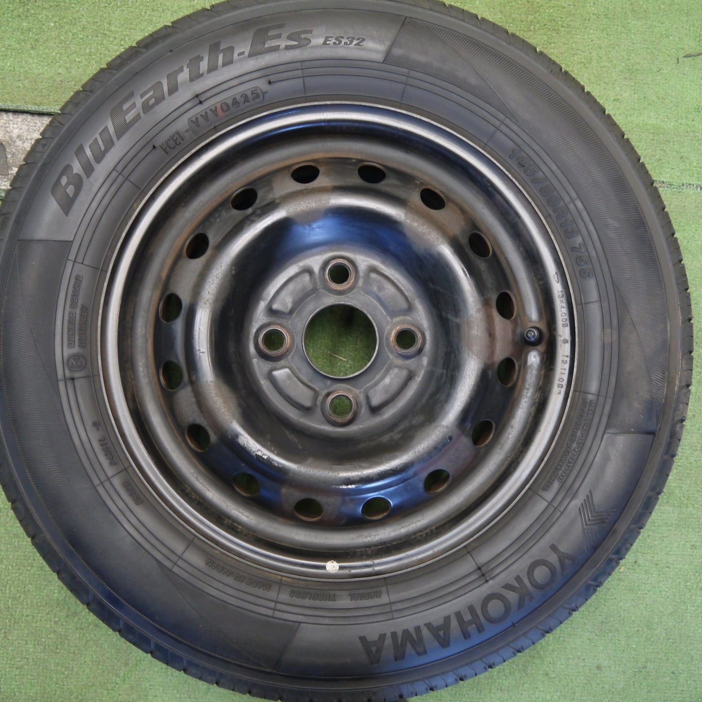 バリ溝！25年！8.5分◎ダイハツ タント ムーヴ 等 純正 スチール 145/80R13 ヨコハマ BluEarth-ES ES32 13インチ PCD100/4H◎6080506Hノ