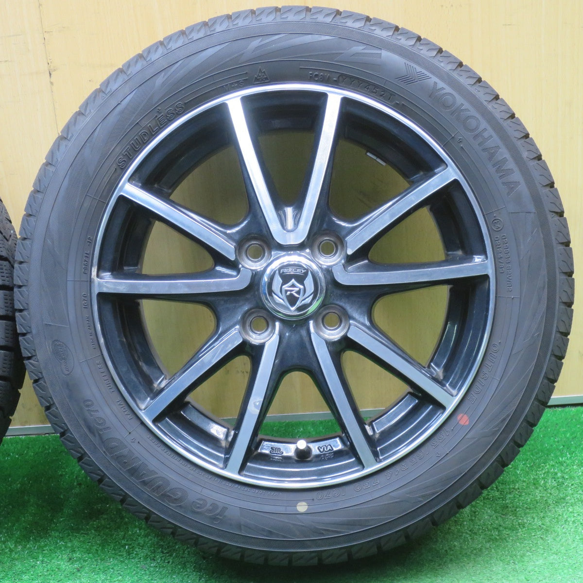 バリ溝！21年！9.5分★スタッドレス 155/65R14 ヨコハマ アイスガード iG70 RiZLEY ライツレー 14インチ PCD100/4H★5110706NJス