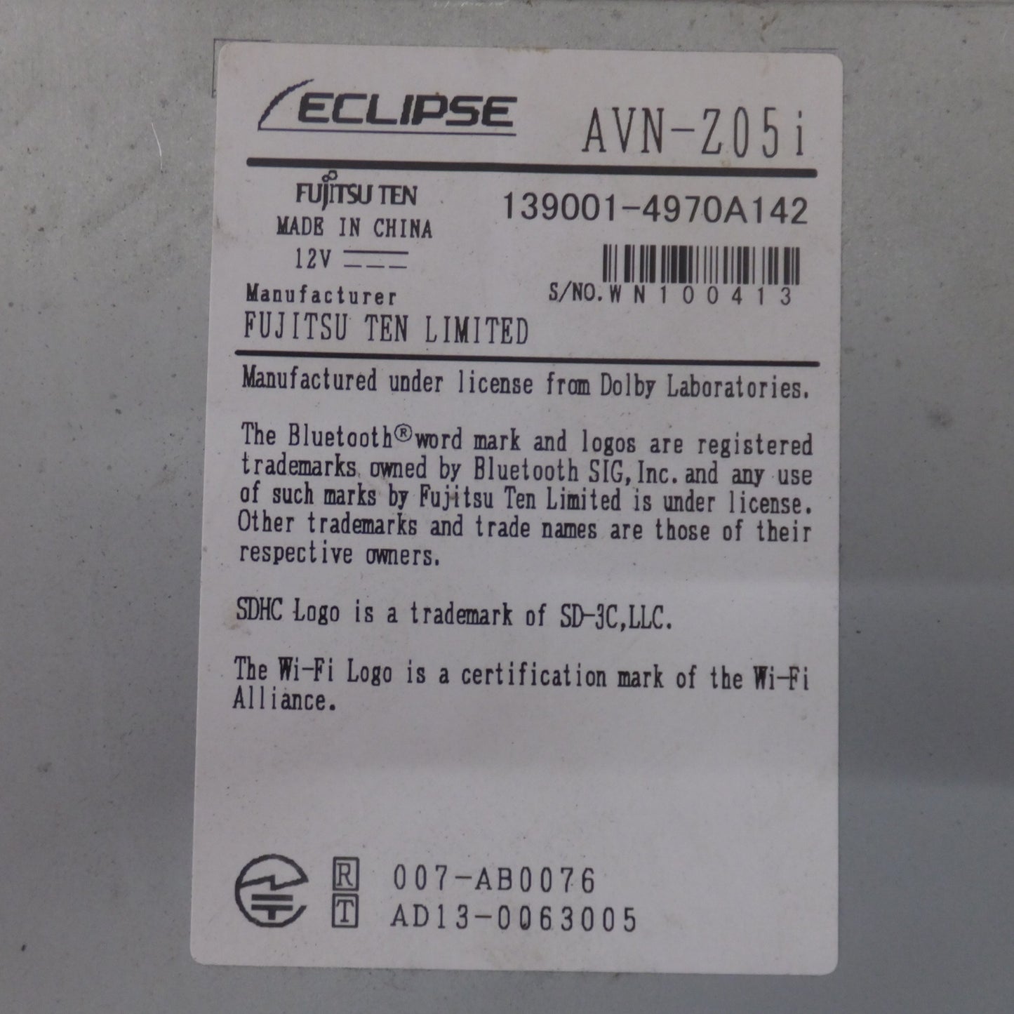[送料無料] ★富士通テン イクリプス ECLIPSE メモリーナビゲーション Future Link AVN-Z05i[9]★
