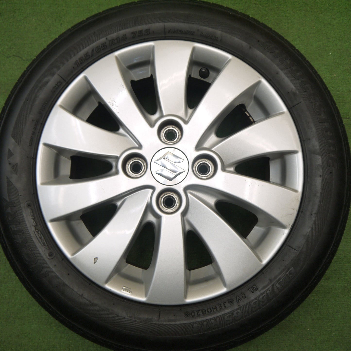 キレイ★スズキ MK32S スペーシア カスタム 純正 155/65R14 ブリヂストン ネクストリー エコピア 14インチ PCD100/4H★6022502Hノ