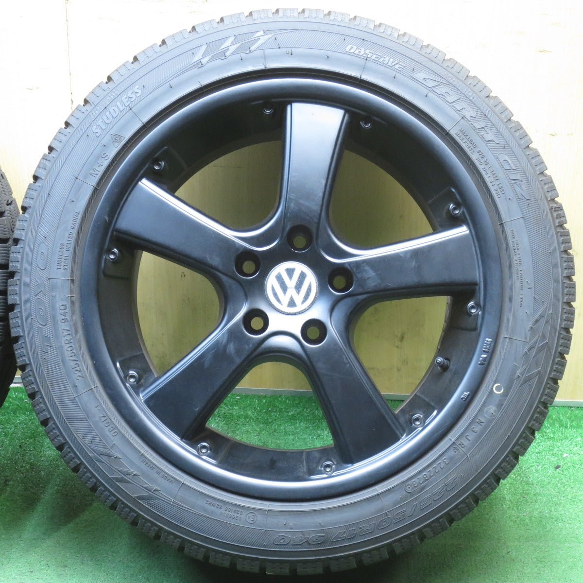 バリ溝！23年！9.5分◎ワーゲン 等 225/50R17 スタッドレス トーヨー オブザーブ ガリット GIZ 社外 アルミ 17インチ PCD112/5H◎6101208NJス
