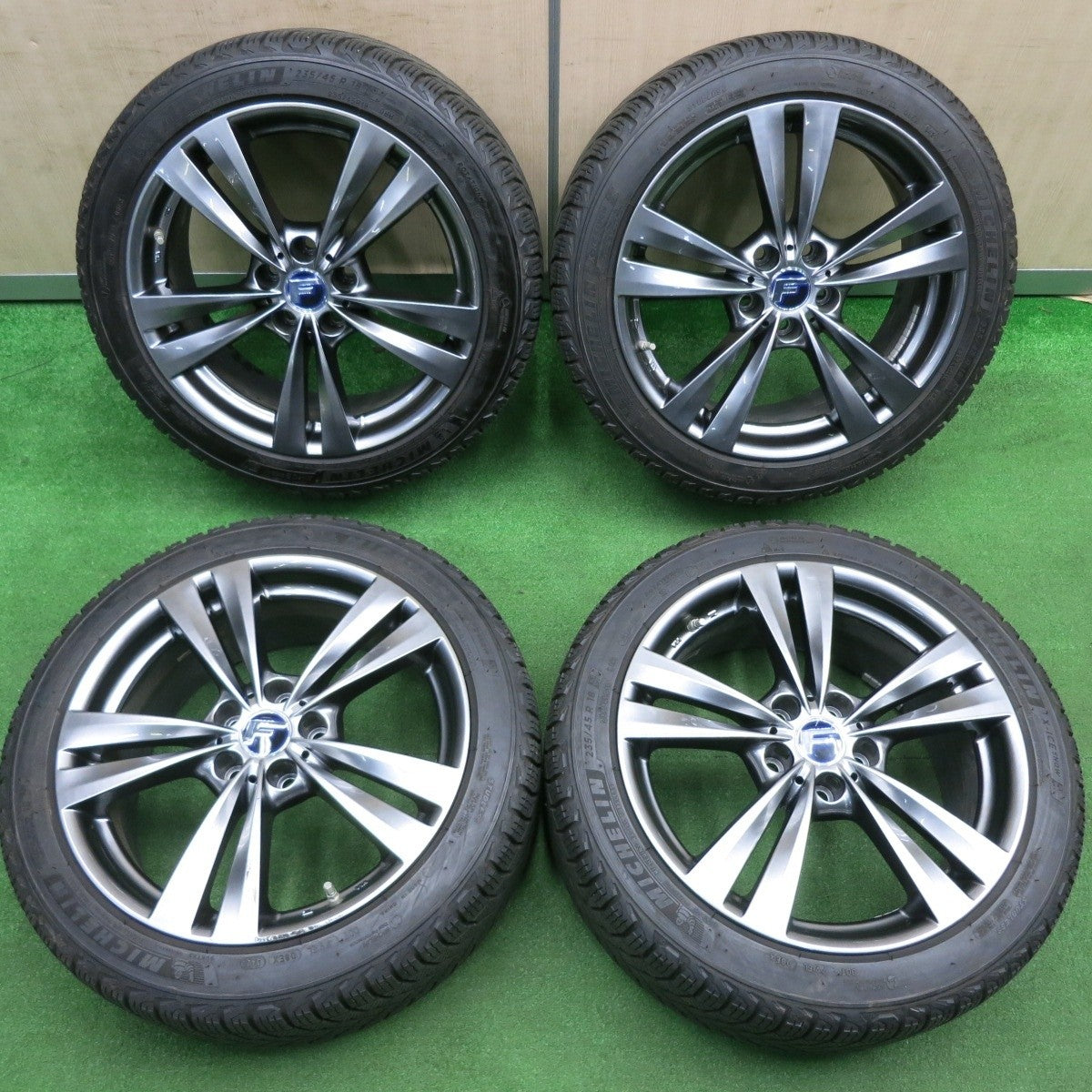 バリ溝！21年！9分★Lehrmeister L-F LOUNGE 235/45R18 スタッドレス ミシュラン X-ICE SNOW レアマイスター L-Fラウンジ 18インチ PCD114.3/5H★4122001TNス