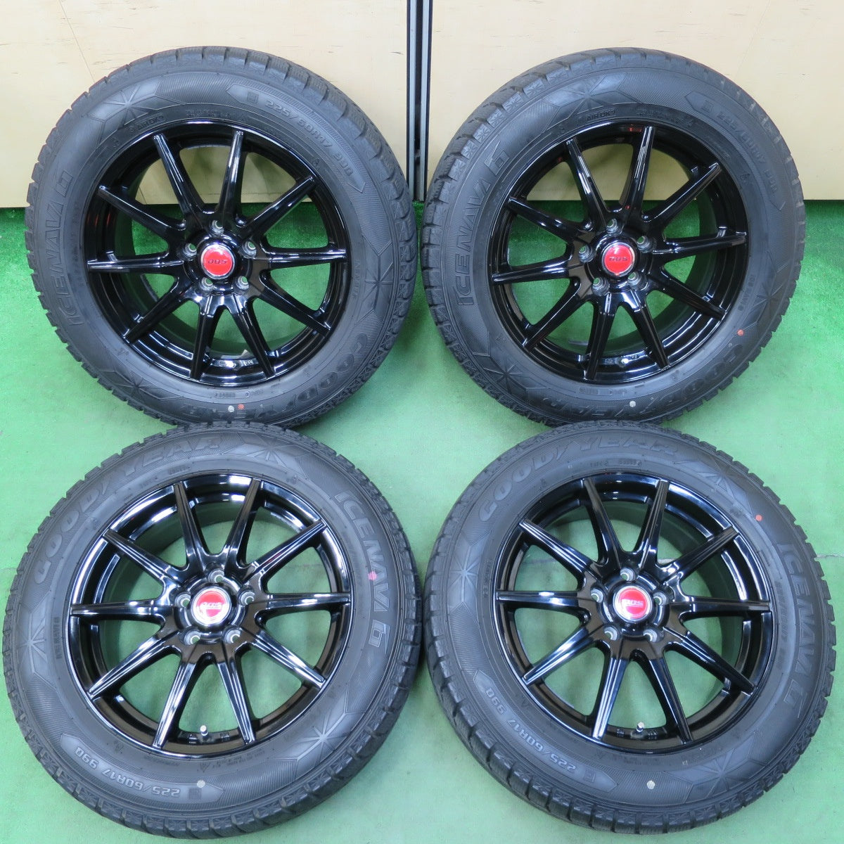 [送料無料] バリ溝！キレイ！9.5分★スタッドレス 225/60R17 グッドイヤー アイスナビ6 D.O.S. DOS 17インチ PCD114.3/5H★4120601イス