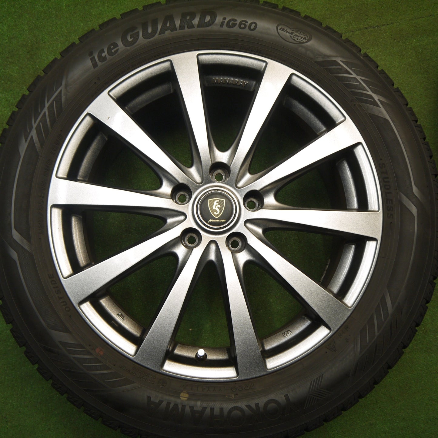 バリ溝！キレイ！8.5分★スタッドレス 225/55R18 ヨコハマ アイスガード iG60 MANARAY SPORT マナレイ スポーツ 18インチ PCD114.3/5H★6012702Hス