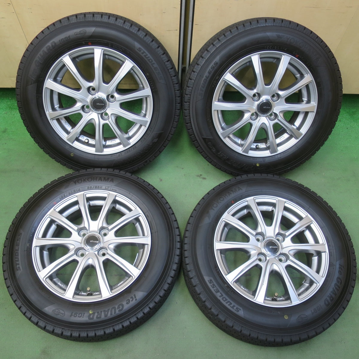 バリ溝！23年！9.5分◎スタッドレス 155/80R14 88/86N ヨコハマ アイスガード iG91 MILLOUS Ki ミルアス 14インチ PCD100/4H◎6080708イス