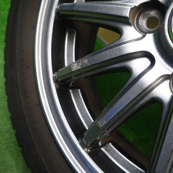 バリ溝！キレイ！9.5分以上★スタッドレス 155/65R14 ダンロップ ウインターマックス WM01 ZACK JP-812 MONZA 14インチ PCD100/4H★5041501Hス