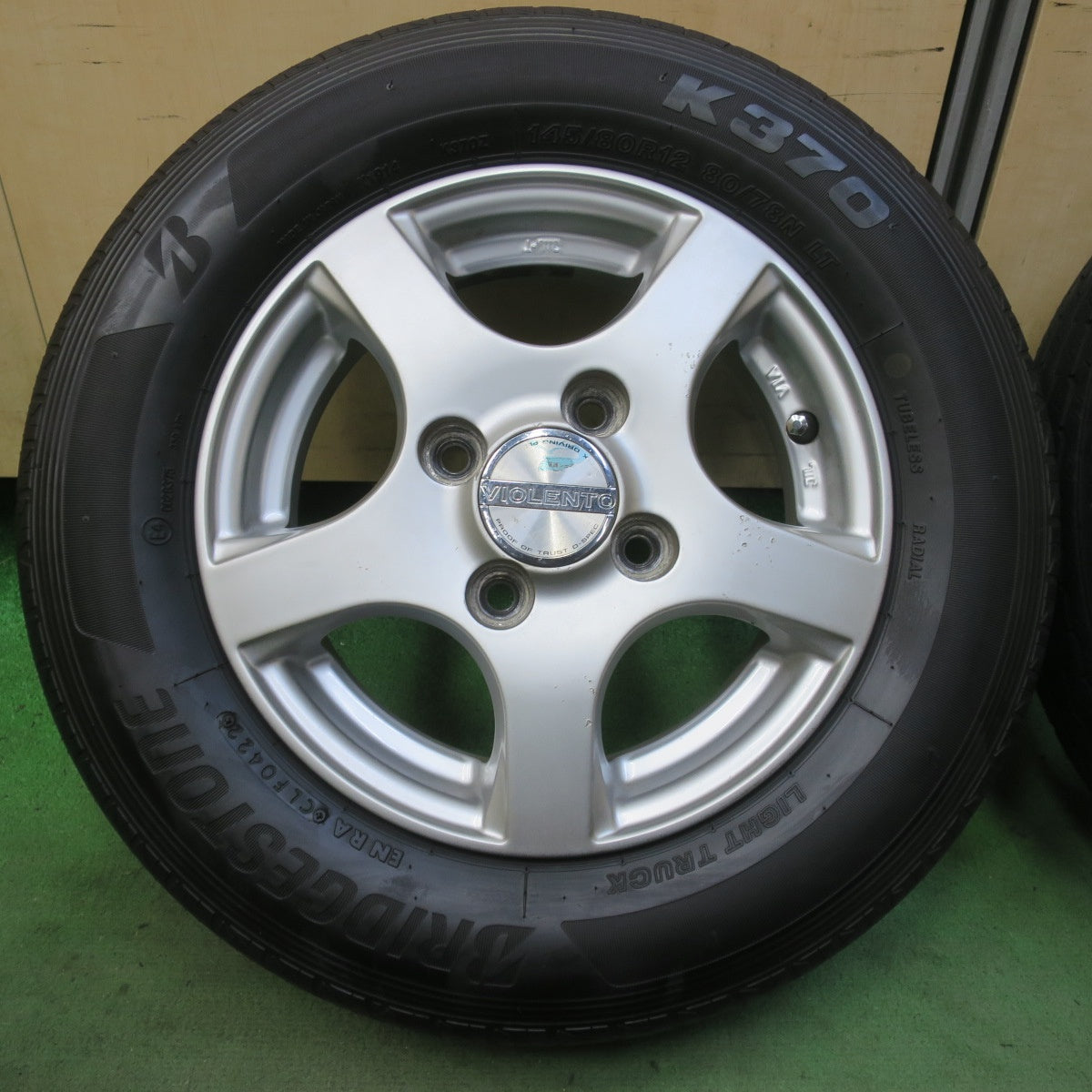 4本価格！22年★145/80R12 80/78N ブリヂストン K370 VIOLENTO ヴィオレント 12インチ PCD100/4H★6060608イノ