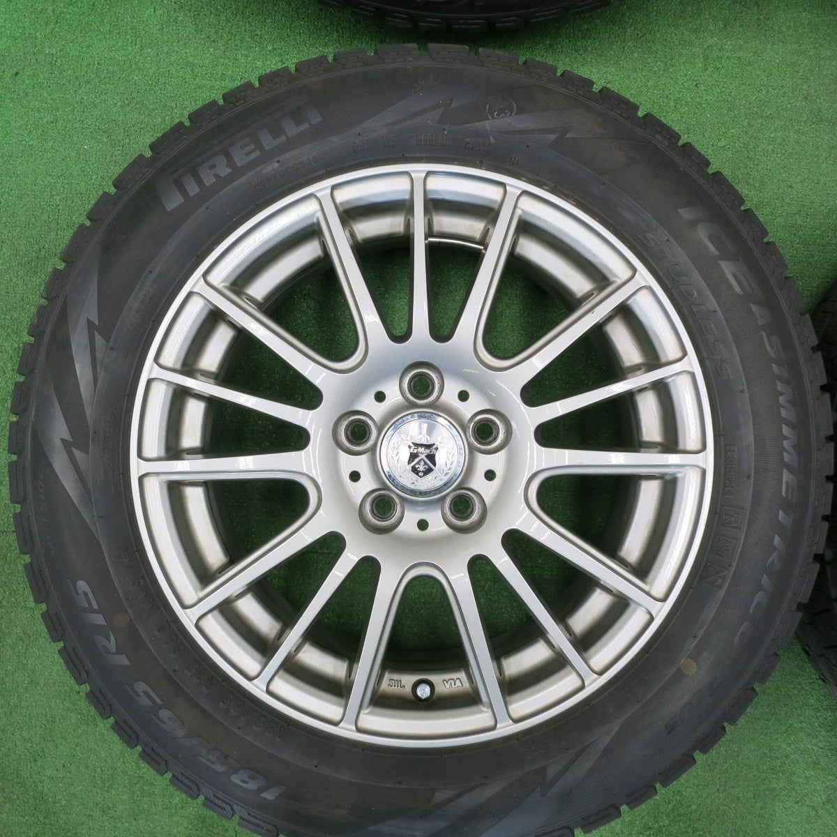 [送料無料] キレイ★スタッドレス 185/65R15 ピレリ アイスアシンメトリコ プラス GMach weds 15インチ PCD100/5H★4121605TNス