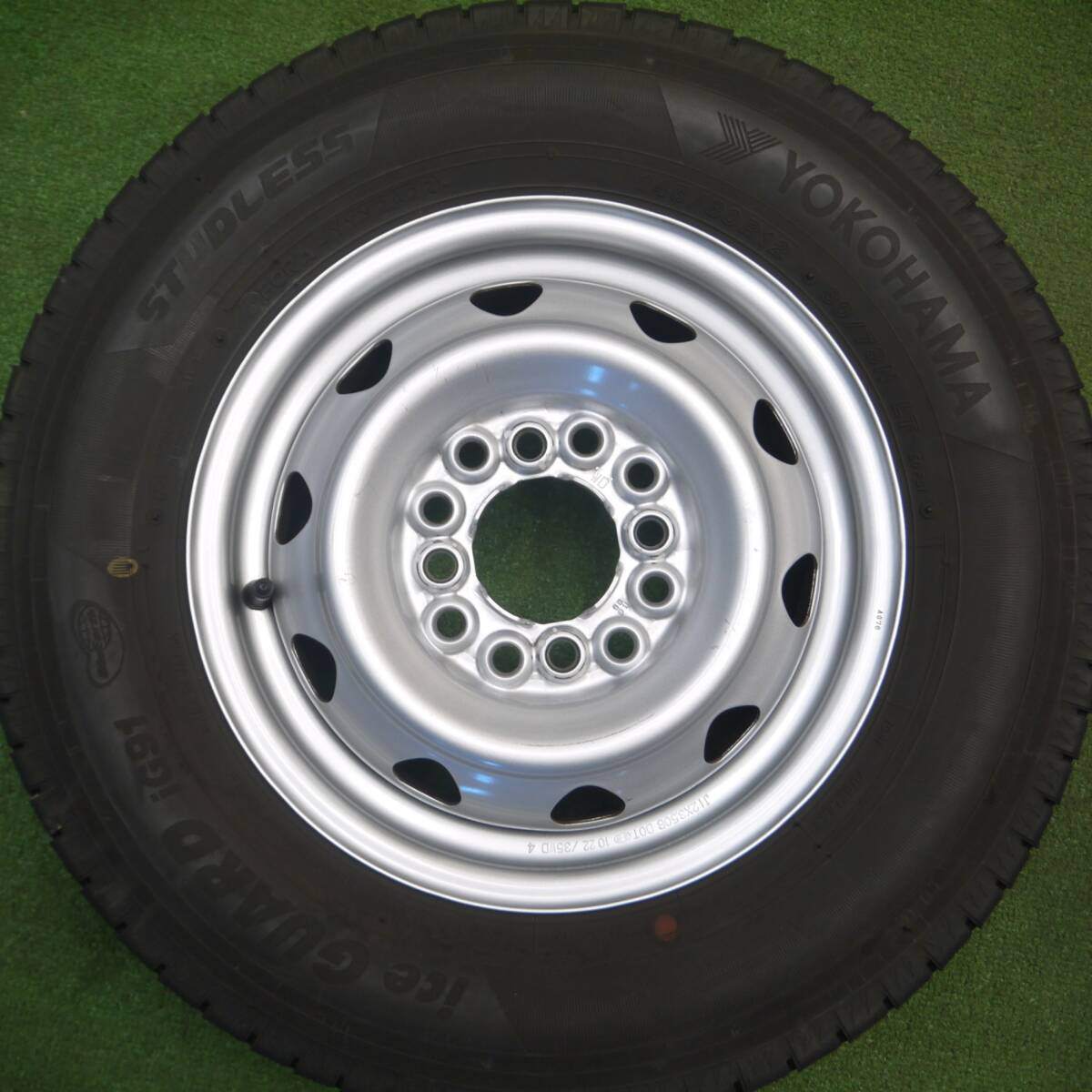 バリ溝！22年！キレイ！9分★スタッドレス 145/80R12 80/78N ヨコハマ アイスガード iG91 スチール ホイール 12インチ PCD100 110 114.3/4H マルチ★5022506Hス