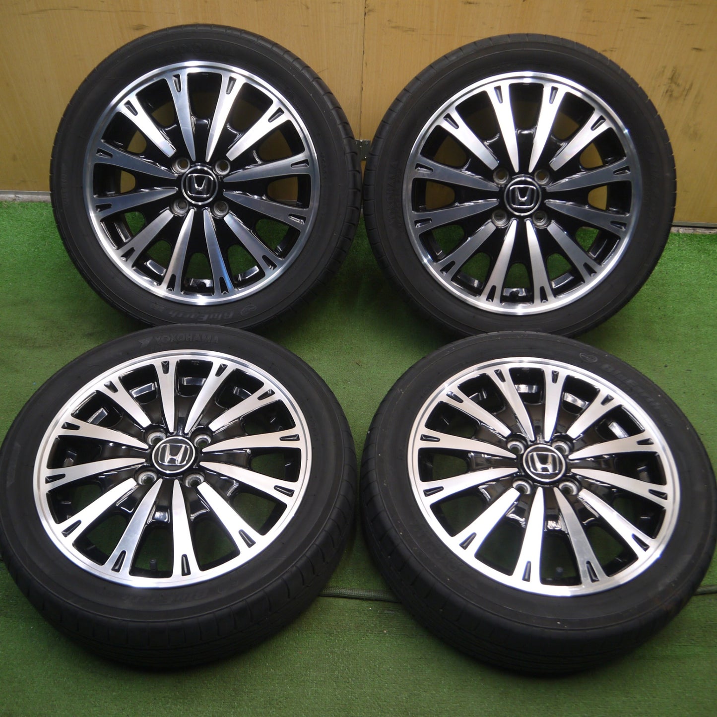 *送料無料* キレイ★ホンダ N-BOX カスタム 純正 165/55R15 ヨコハマ ブルーアース E50 E50JB 15インチ PCD100/4H★4040804Hノ