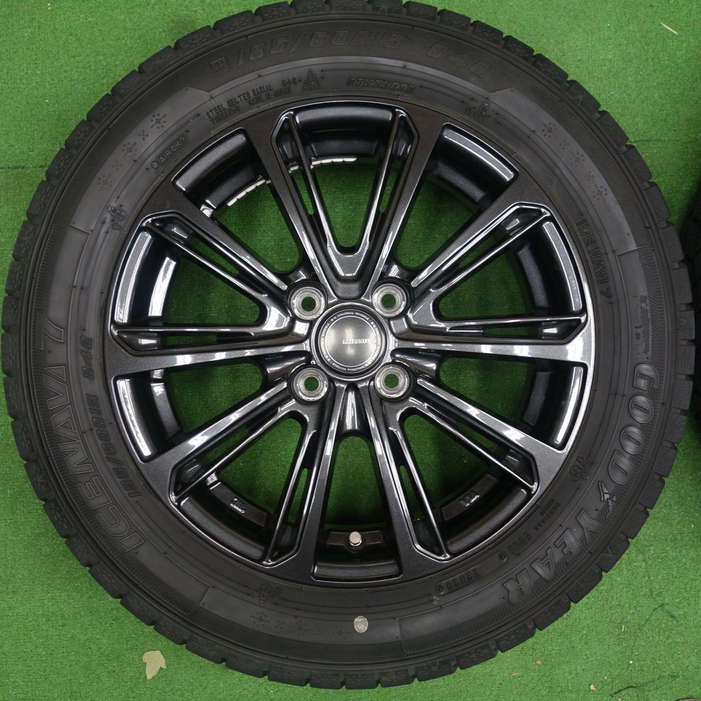 バリ溝！9分◎スタッドレス 185/60R15 グッドイヤー アイスナビ7 MiLLOUS DF ミルアス 15インチ PCD100/4H◎6062201KTス