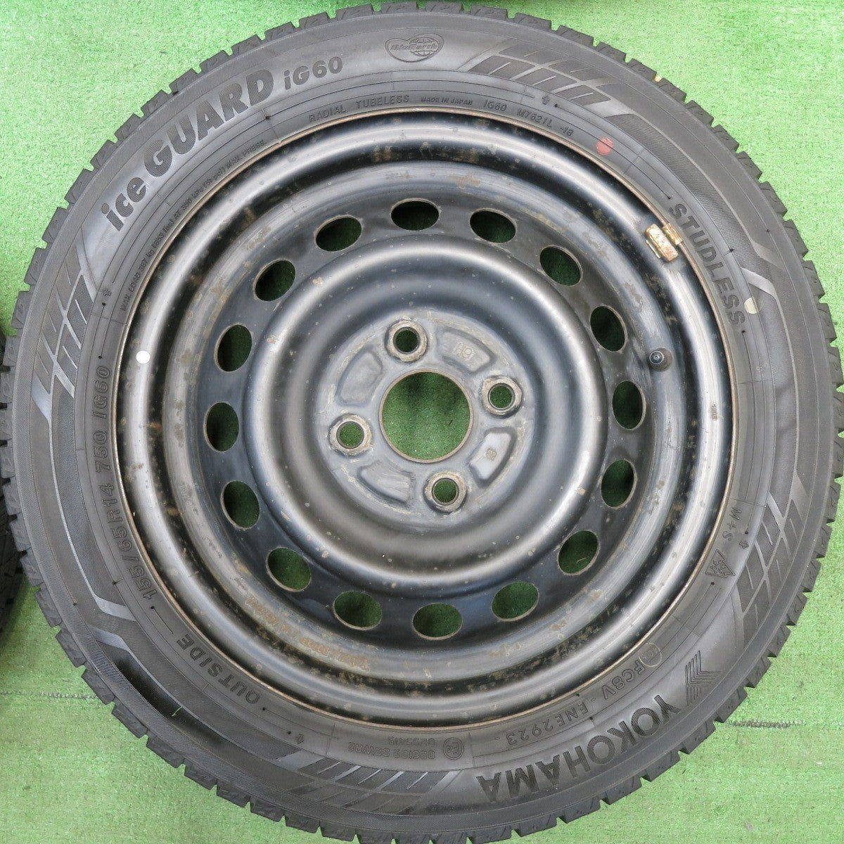 バリ溝！23年！8.5分★スタッドレス 155/65R14 ヨコハマ アイスガード iG60 スチール ホイール 14インチ PCD100/4H★6050604HAス