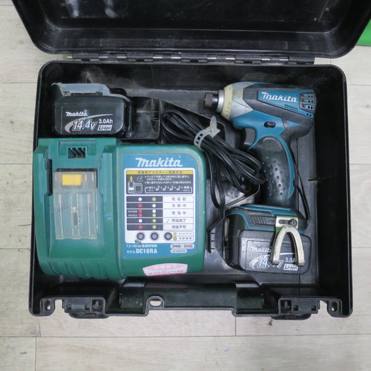 [送料無料] バッテリー2個☆マキタ 充電式 インパクト ドライバ 14.4V TD132DRFX 充電器 ケース 付き 電動 工具 現状品☆