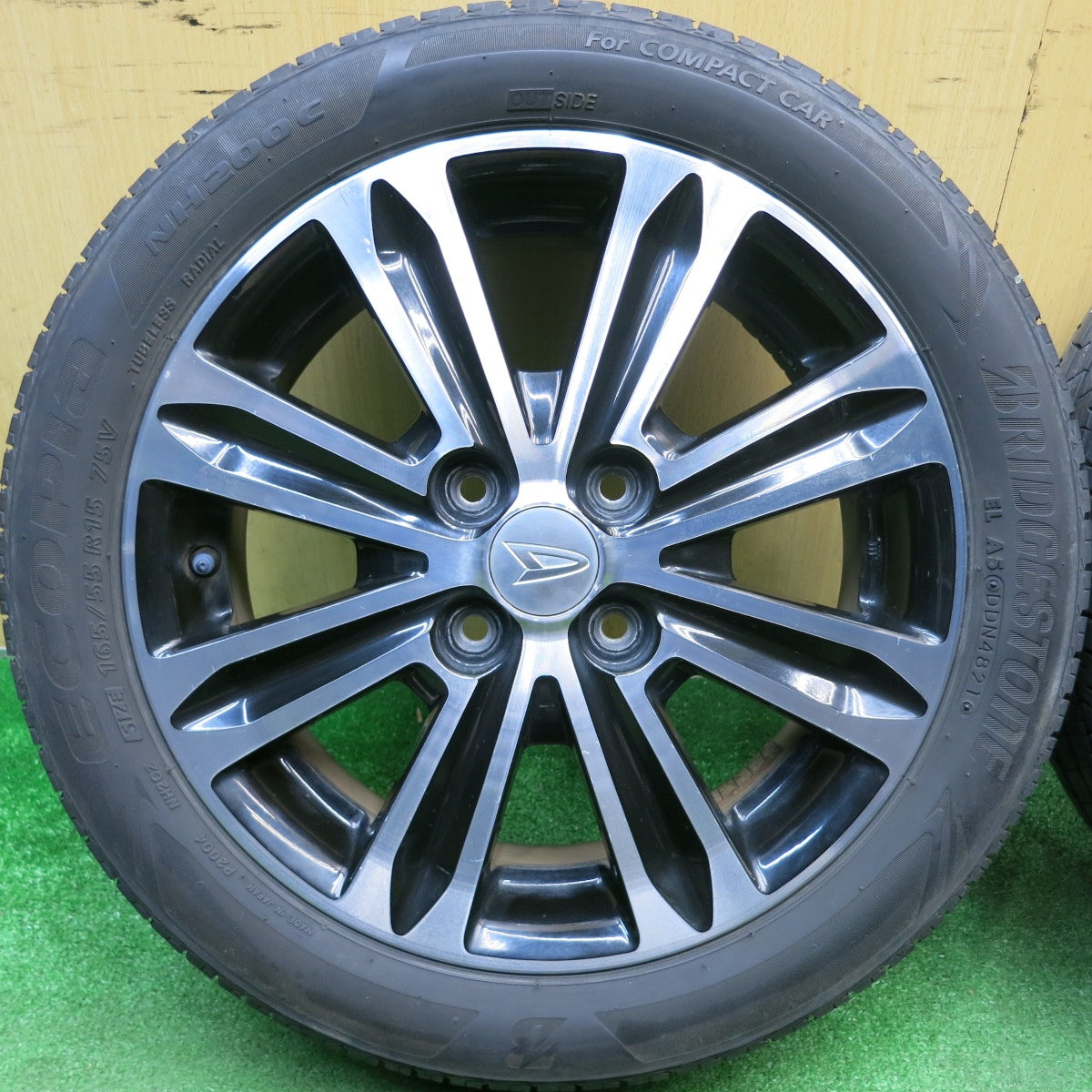 バリ溝！22年！8.5分★ダイハツ LA600S タント カスタム 純正 165/55R15 ブリヂストン エコピア NH200C 15インチ PCD100/4H★6022312HAノ