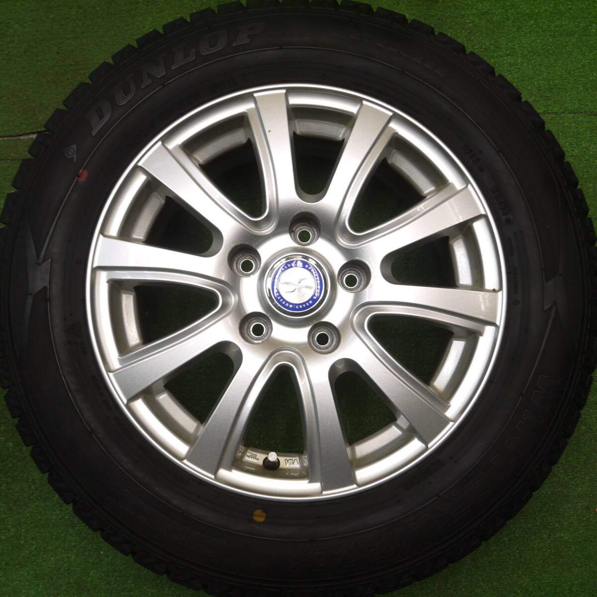 バリ溝！21年！キレイ！9.5分★スタッドレス 195/65R15 ダンロップ ウインターマックス WM02 JENEIGE 15インチ PCD114.3/5H★4122705Hス