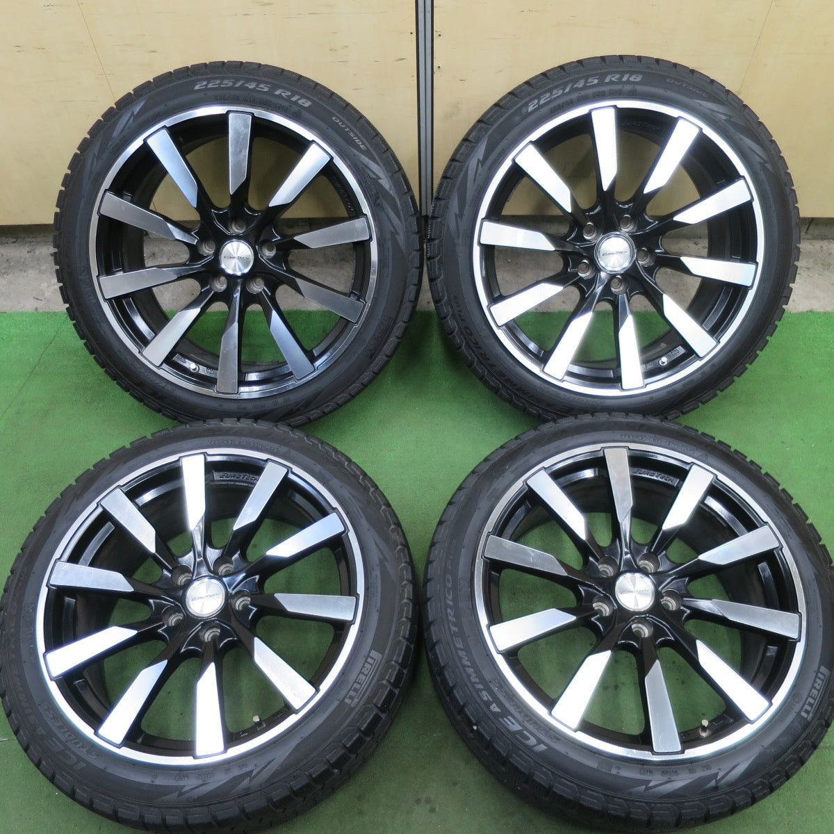 4本価格★アウディ A4 8W EUROTECH GAYA10 225/45R18 スタッドレス ピレリ アイス アシンメトリコ プラス ユーロテック ガヤ10 18インチ PCD112/5H★6022107TTス