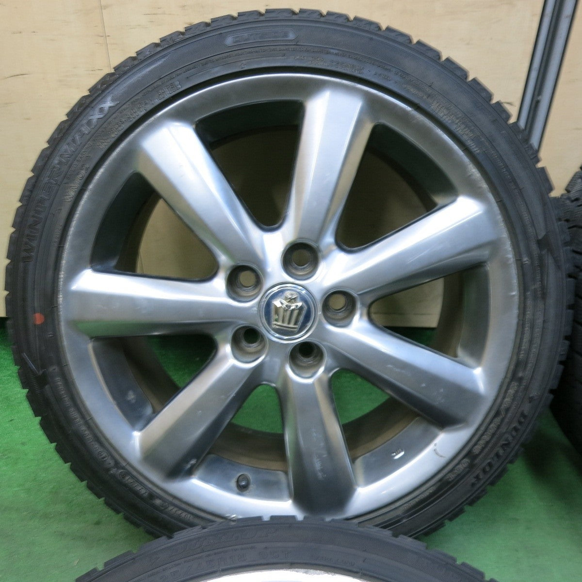 バリ溝！21年！9分★トヨタ 18 クラウン アスリート 純正 225/45R18 スタッドレス ダンロップ ウインターマックス WM02 18インチ PCD114.3/5H★5022805SYス