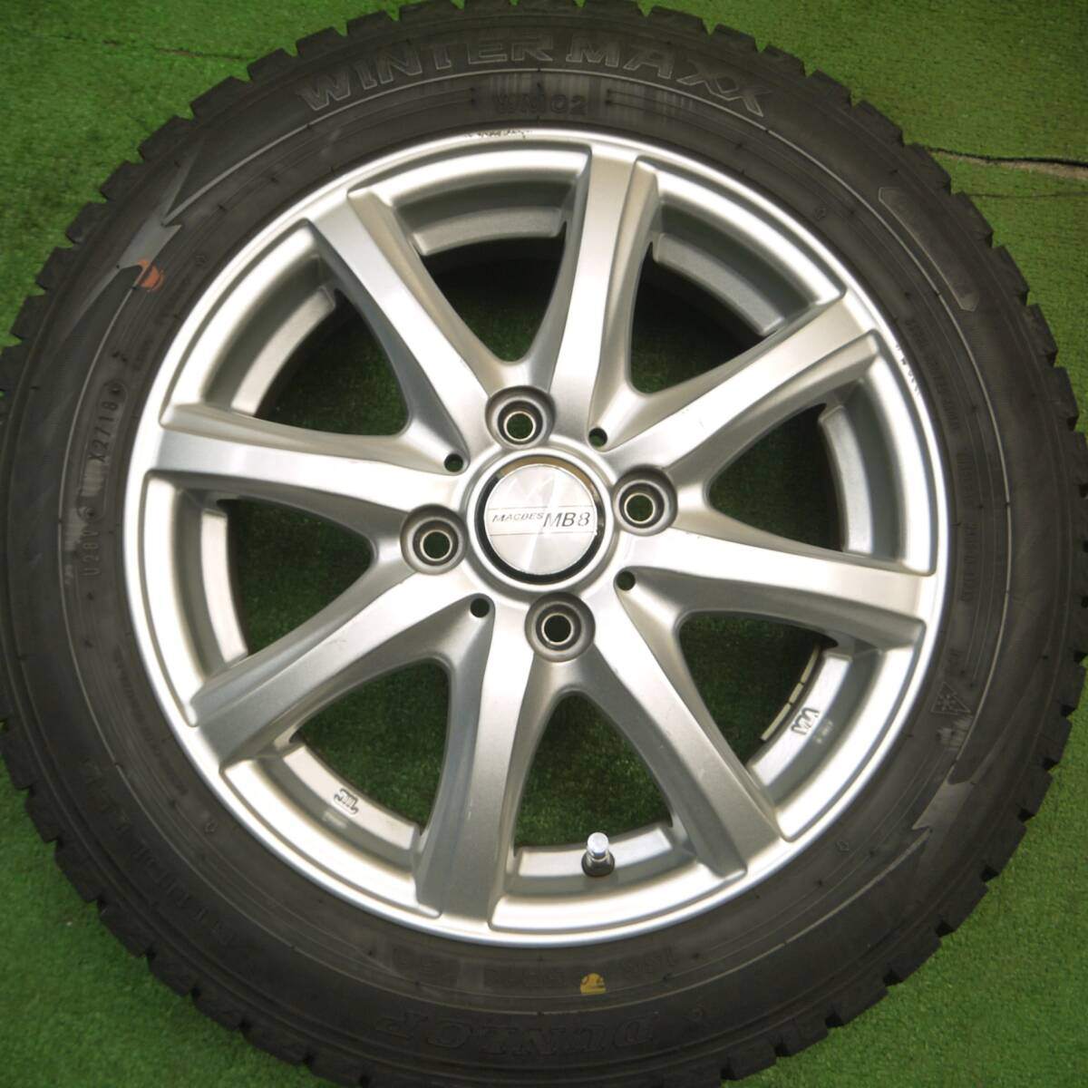 バリ溝！9分★スタッドレス 155/65R14 ダンロップ ウインターマックス WM02 MACBES MB8 マクベス 14インチ PCD100/4H★4122003Hス