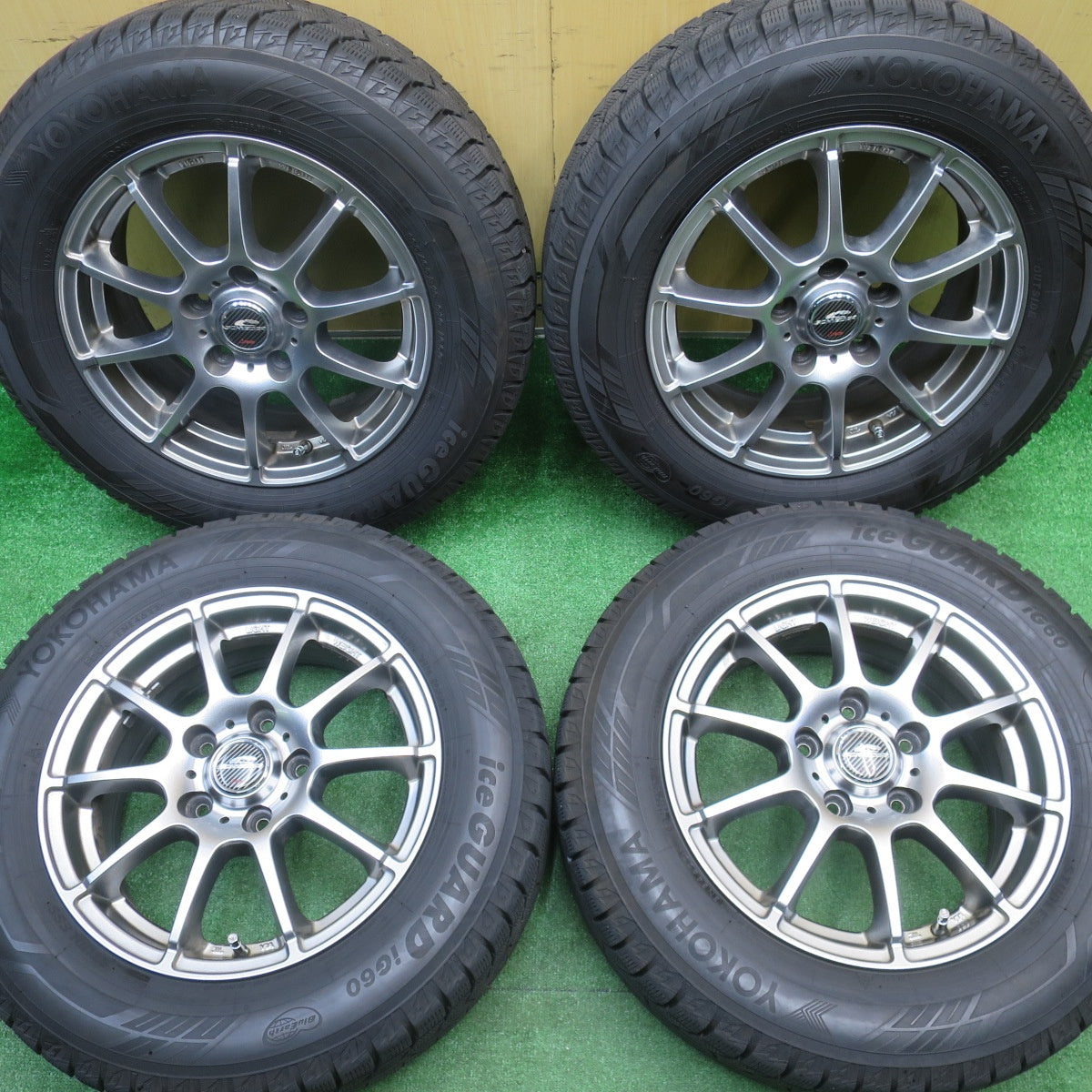 バリ溝！22年！キレイ！9分★スタッドレス 195/65R15 ヨコハマ アイスガード iG60 SCHNEIDER シュナイダー 15インチ PCD114.3/5H★5111104NJス